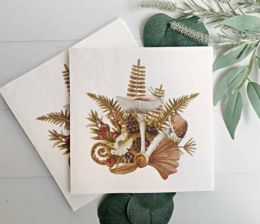 Mushroom  & Fern Luncheon Napkins