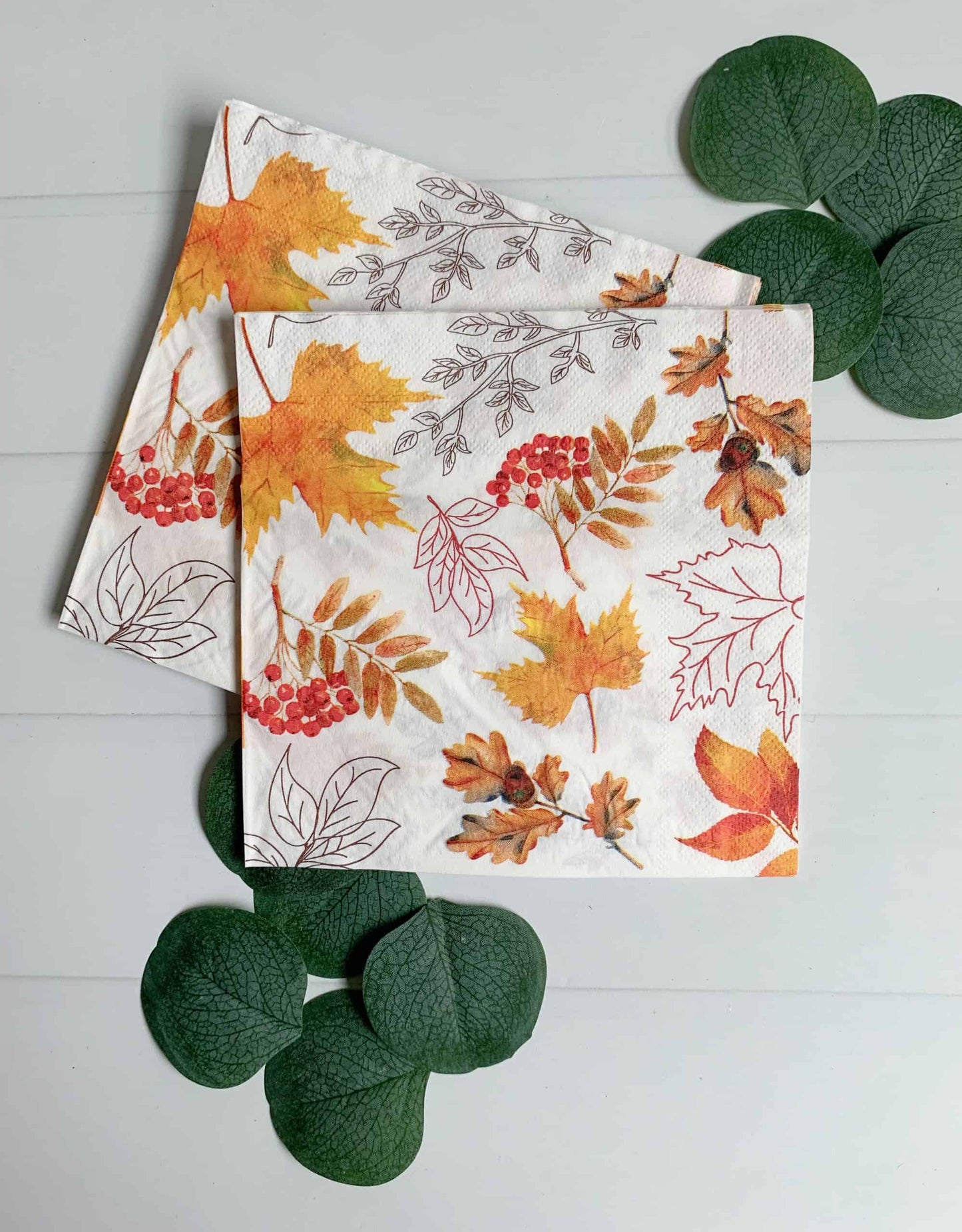 Red & Orange Fall Leaf Luncheon Napkins