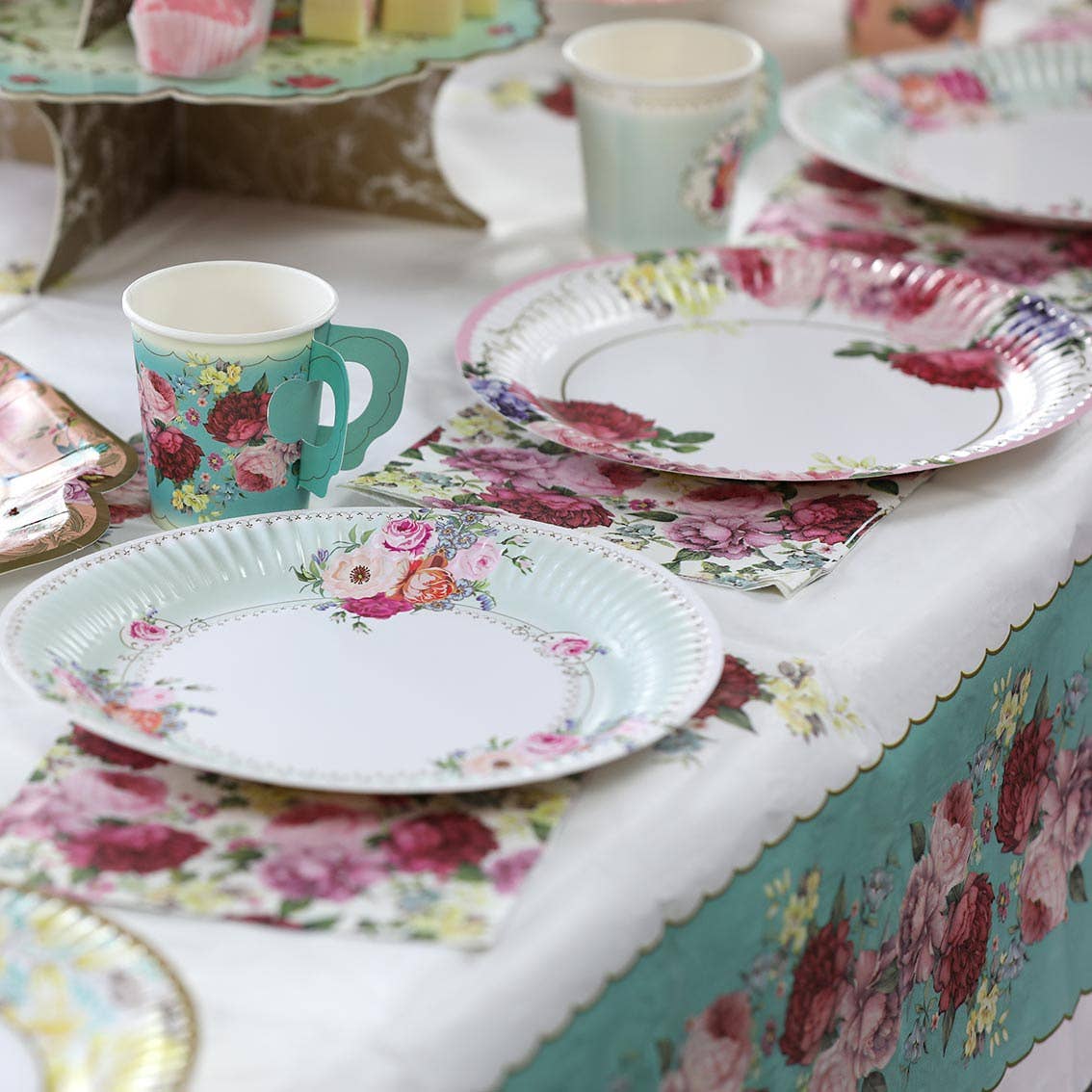 Assorted Tea Party Round Vintage 9" Paper Dinner Plates