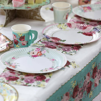 Assorted Tea Party Round Vintage 9" Paper Dinner Plates