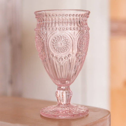 Pink Pressed Glass Water Goblet