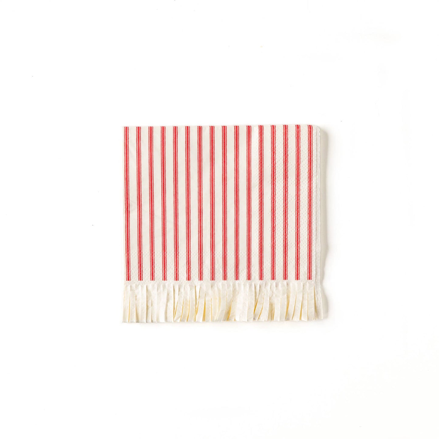 Red and White Striped Fringe Cocktail Napkins