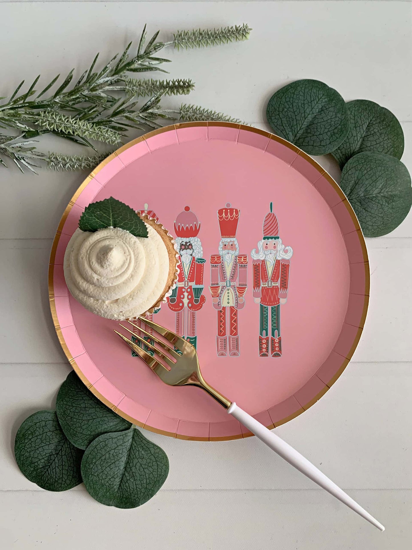 Elegant Pink Nutcracker Dessert and Appetizer Plates