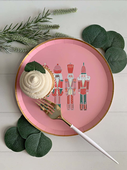 Elegant Pink Nutcracker Dessert and Appetizer Plates