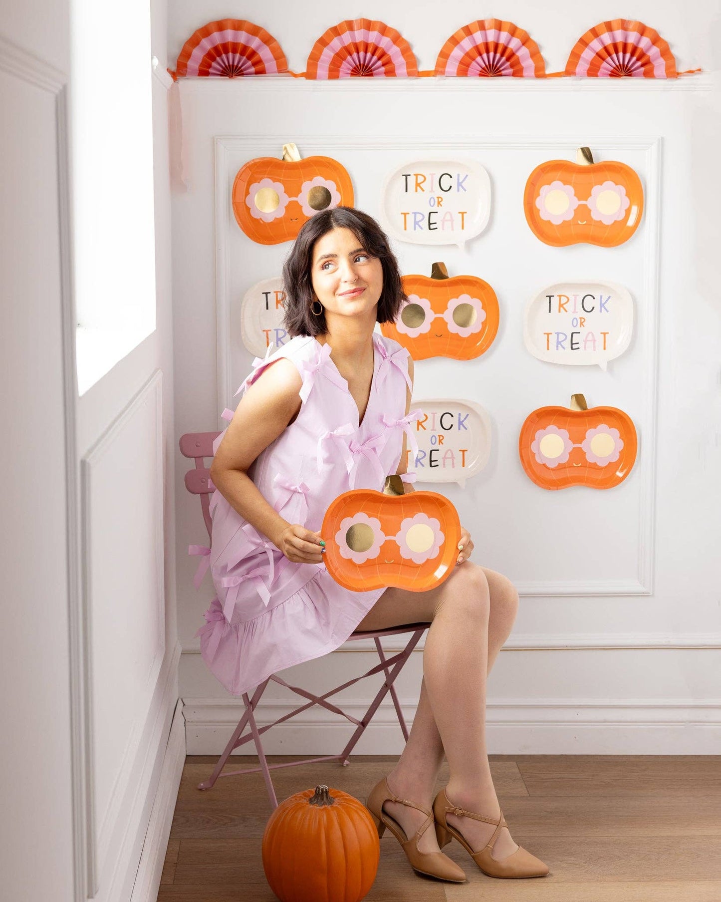 Hot Pink & Orange Scalloped Fan Bunting Banner - Citrus Baby Shower Party Decoration