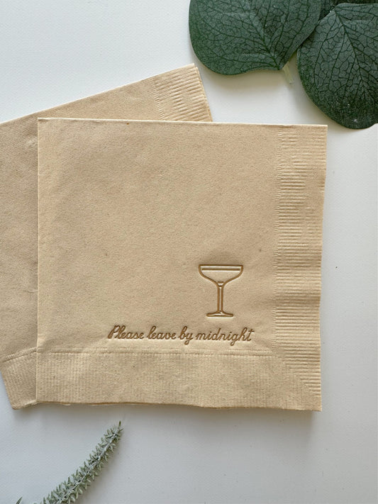 Please Leave by Midnight Gold on Tan Cocktail Napkin