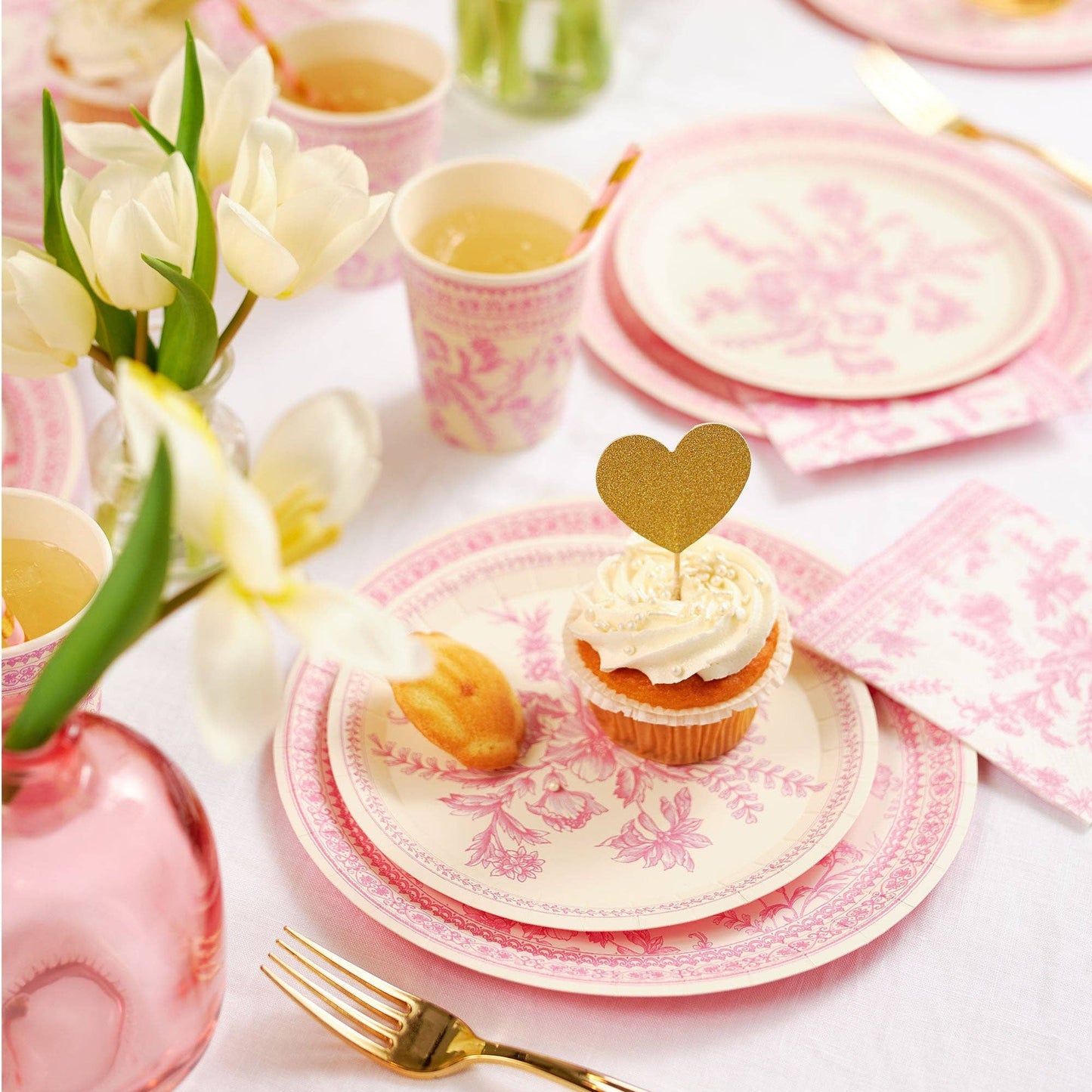 Pink Toile Small Plates (10 per pack)