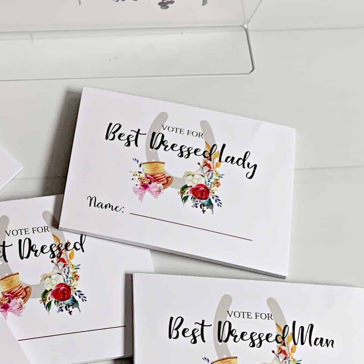 Create a fun and interactive experience at your Kentucky Derby party with EnFete's Derby "Vote for Best Dressed Lady" Voting Cards Pad (each voting pad is a separate item, select the ones you want are your party!)