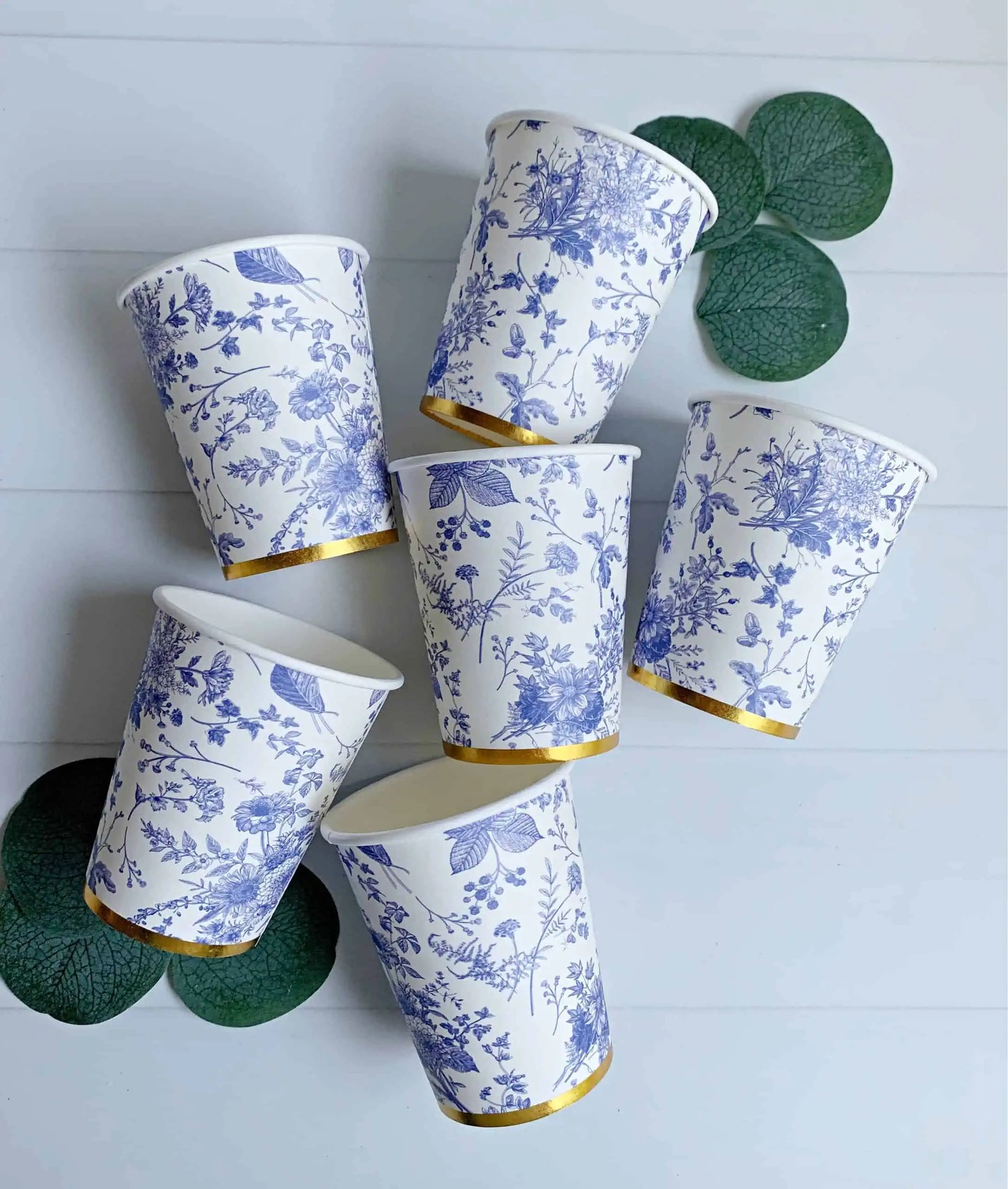 Chinoiserie Blue Toile Paper Party Cups
