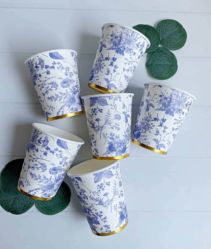 Chinoiserie Blue Toile Paper Party Cups