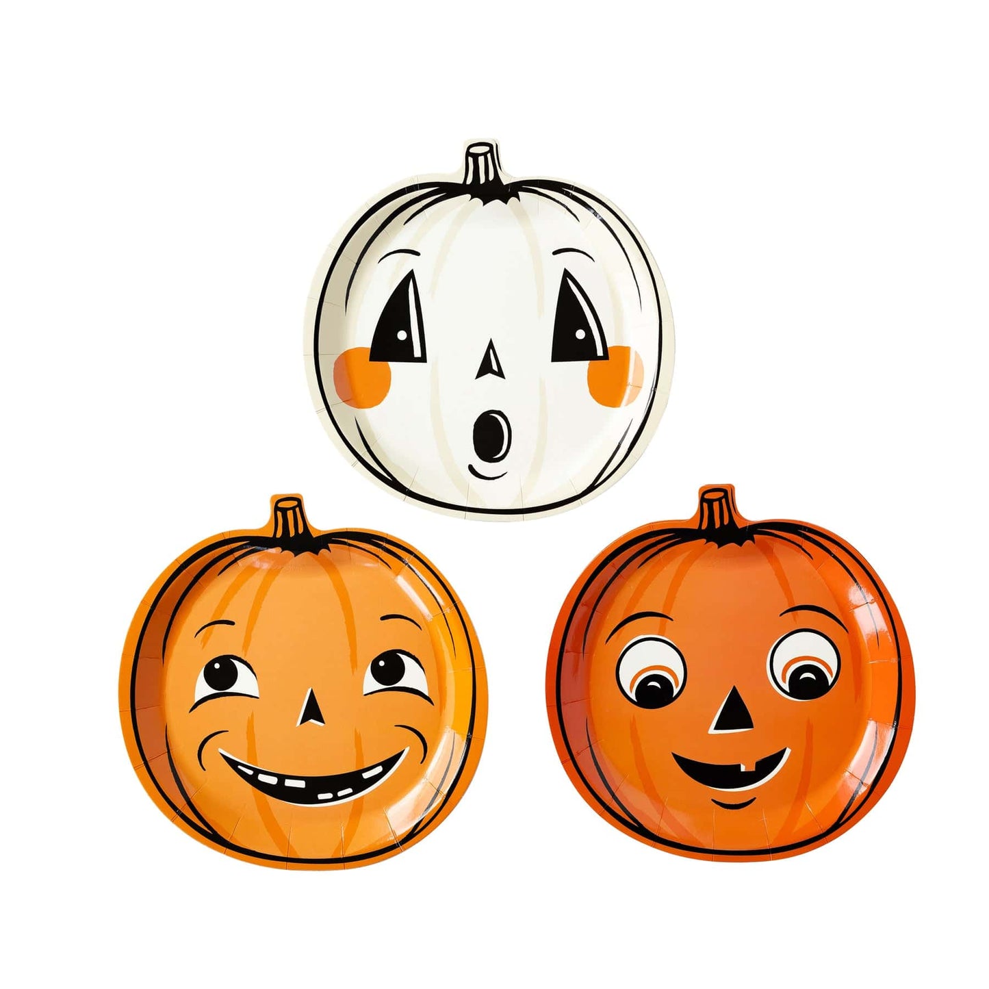 Vintage Halloween Pumpkin Shaped Paper Plate Set