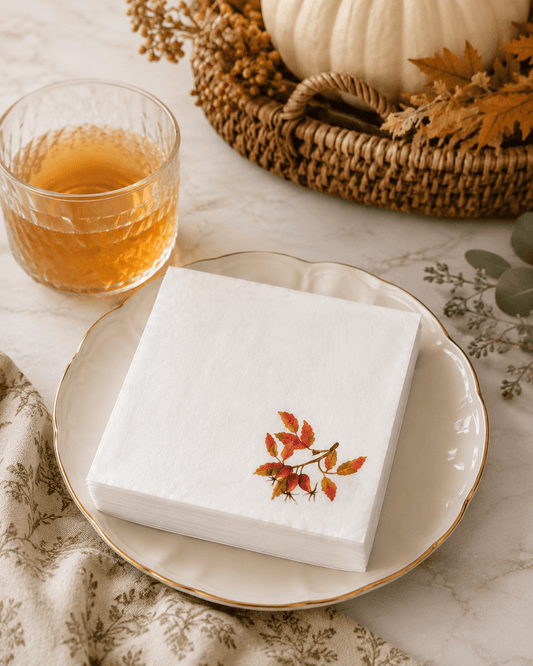 Fall Leaves Cocktail Napkins | Set of 16 | 4.75 Inch