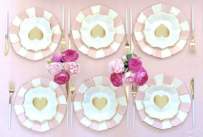 White Heart Cake Plates with Gold Edge