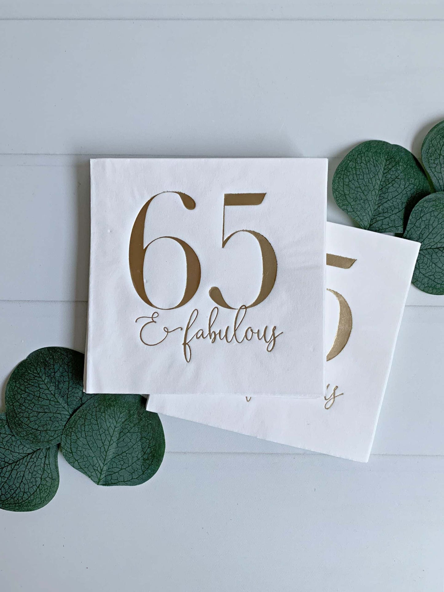 65 & Fabulous Gold Cocktail Napkins -