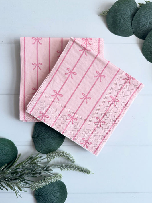 Pink with Pink Bow Cocktail Napkins