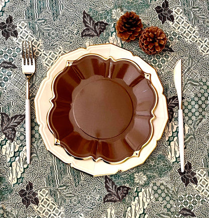 Brown Scalloped Lunch Plates