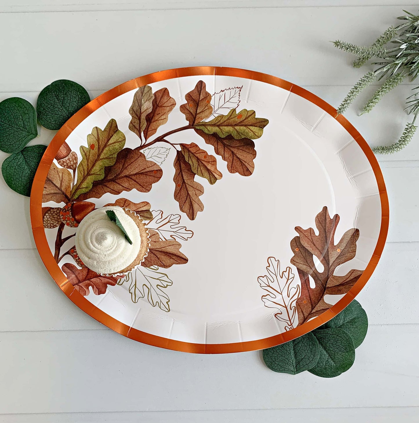 Fall Acorn and Oak Paper Serving and Dessert Platters