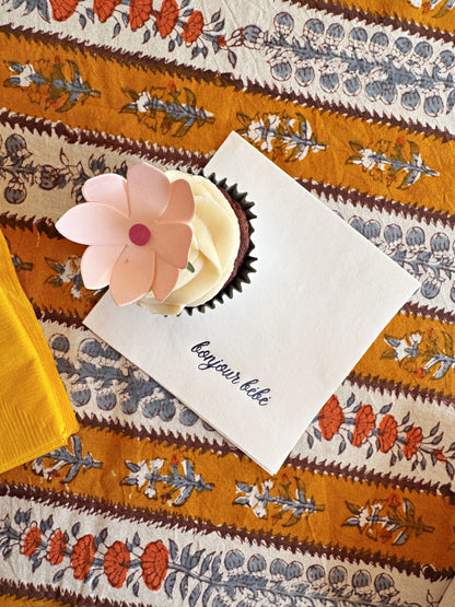 Add a touch of timeless charm to your celebration with our Bonjour Bébé White Cocktail Napkins, beautifully embossed in classic navy foil. Perfect for baby showers, baby sprinkles, or gender reveal parties, these napkins bring effortless elegance to your drink station or dessert table with a nod to chic French Country style.