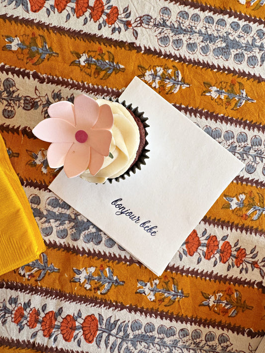 Add a touch of timeless charm to your celebration with our Bonjour Bébé White Cocktail Napkins, beautifully embossed in classic navy foil. Perfect for baby showers, baby sprinkles, or gender reveal parties, these napkins bring effortless elegance to your drink station or dessert table with a nod to chic French Country style.