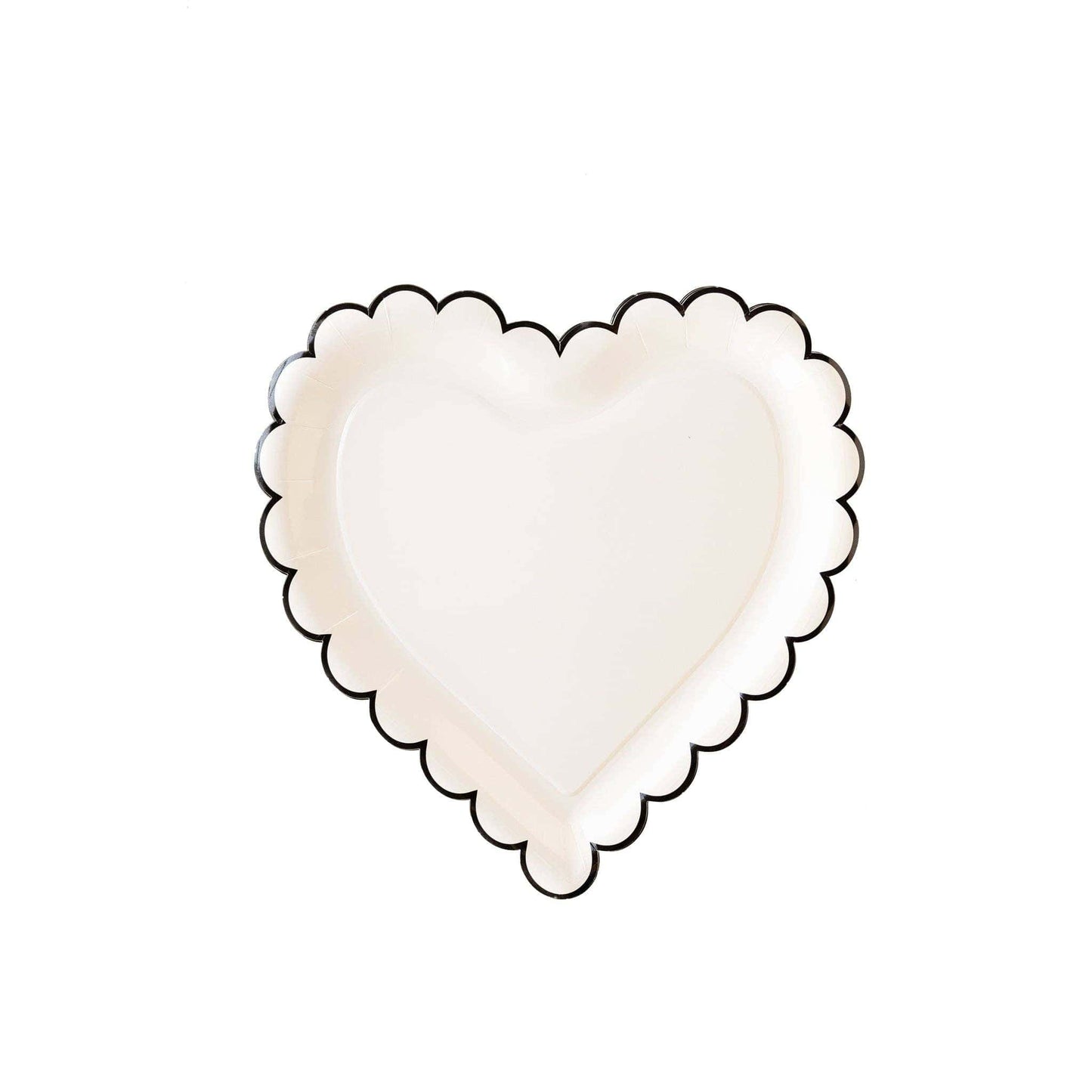 cream and black scalloped edge paper plates make a sophisticated statement for bridal showers, baby showers or Valentine's Day.