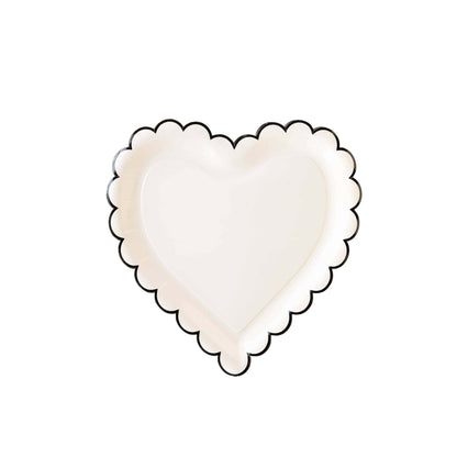 cream and black scalloped edge paper plates make a sophisticated statement for bridal showers, baby showers or Valentine's Day.