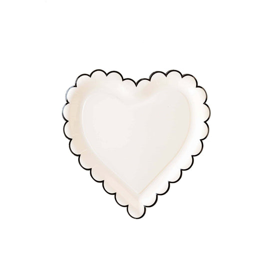 cream and black scalloped edge paper plates make a sophisticated statement for bridal showers, baby showers or Valentine's Day.