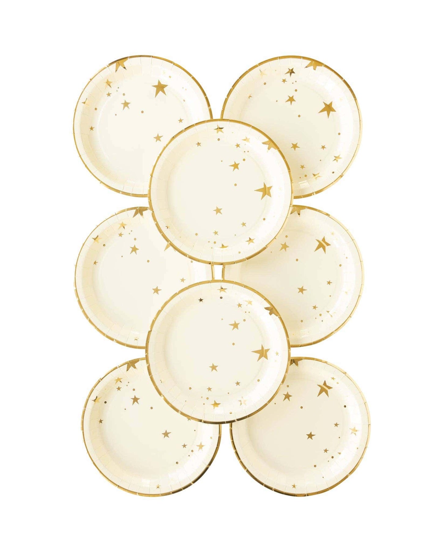 Cream and  Gold Star Paper Dinner Plates