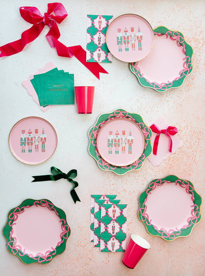 Elegant Pink Nutcracker Dessert and Appetizer Plates