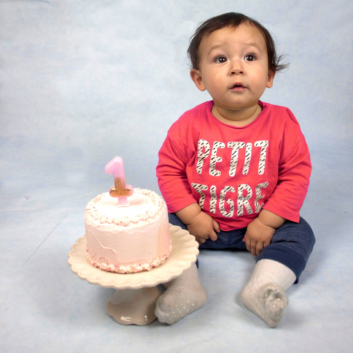 Pink & Gold Glitter Number 1 Birthday Candle | First Birthday Cake Candle