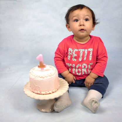 Pink & Gold Glitter Number 1 Birthday Candle | First Birthday Cake Candle