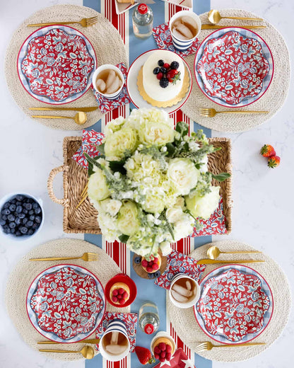 Hamptons Red Floral Scalloped Plates