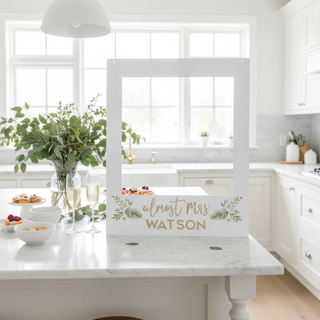 Almost Mrs Frame Bridal Shower Setup