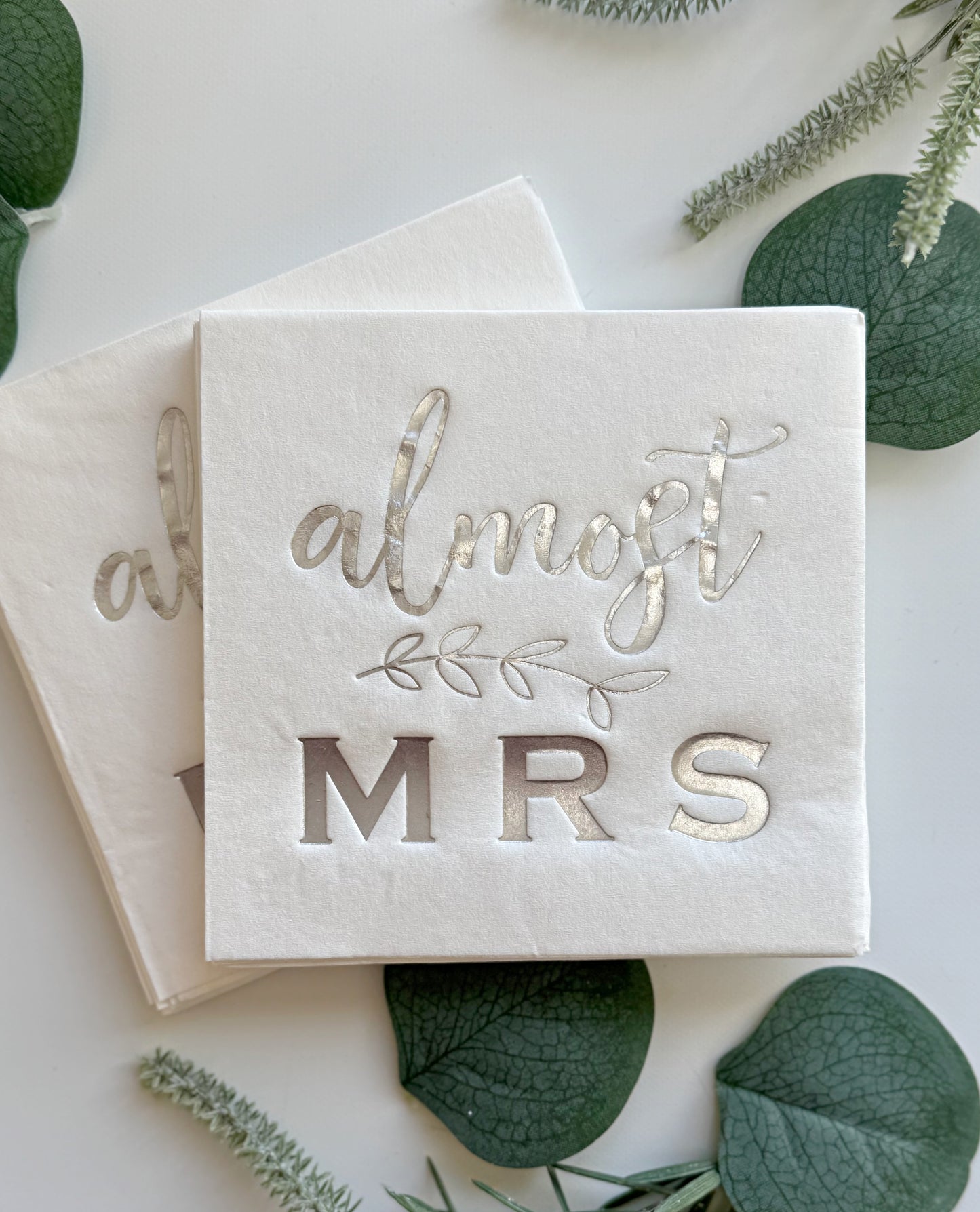 Almost Mrs. Bridal Shower Napkins - Silver - Slightly Imperfect Great Value