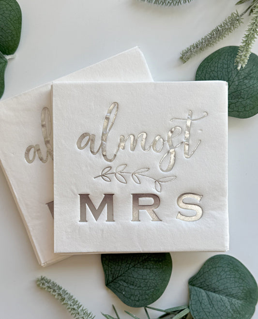 Almost Mrs. Bridal Shower Napkins - Silver - Slightly Imperfect Great Value