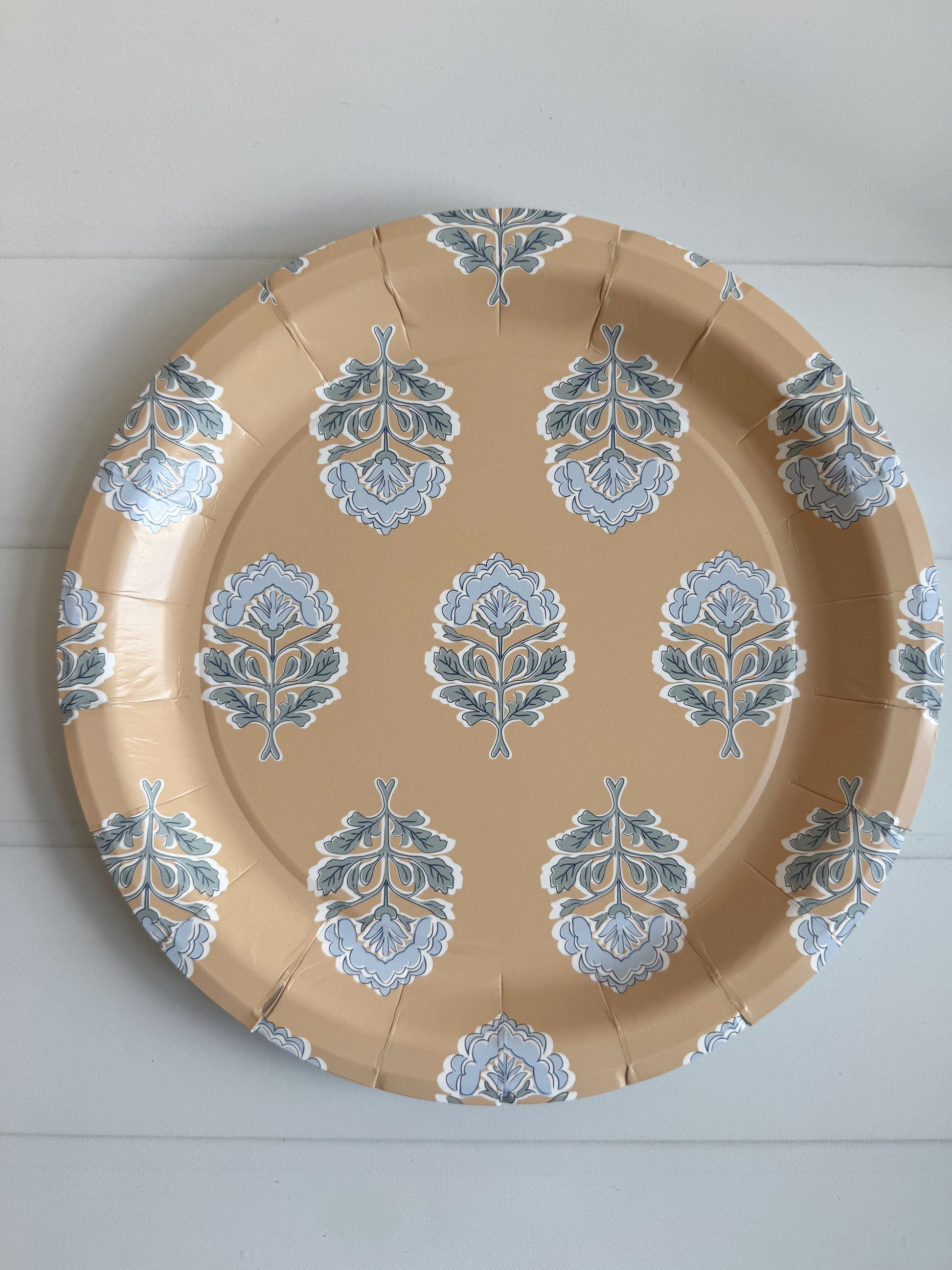 Looking for paper plates that will still elevate your table? These  amber, sage, and ice blue block print dinner plates are the perfect party addition – an EnFete exclusive design you won’t find anywhere else. Inspired by timeless block print patterns and modern entertaining trends, these 9-inch paper dinner plates bring a touch of artisanal charm to your boho bridal shower, sophisticated baby shower, fall harvest dinner, holiday gatherings, or summer garden party.  Designed to look more like your home deco