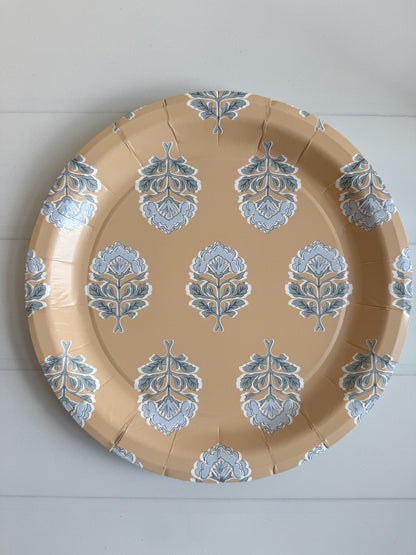 Looking for paper plates that will still elevate your table? These  amber, sage, and ice blue block print dinner plates are the perfect party addition – an EnFete exclusive design you won’t find anywhere else. Inspired by timeless block print patterns and modern entertaining trends, these 9-inch paper dinner plates bring a touch of artisanal charm to your boho bridal shower, sophisticated baby shower, fall harvest dinner, holiday gatherings, or summer garden party.  Designed to look more like your home deco