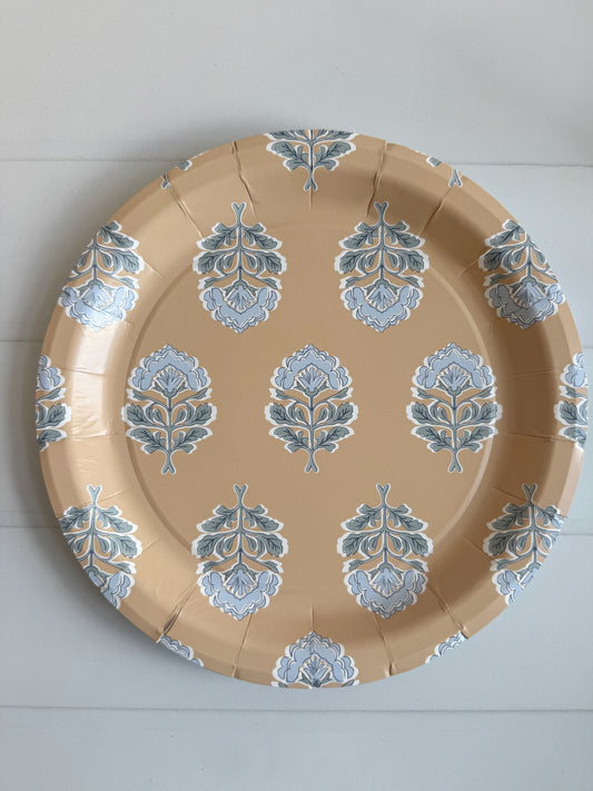 Looking for paper plates that will still elevate your table? These  amber, sage, and ice blue block print dinner plates are the perfect party addition – an EnFete exclusive design you won’t find anywhere else. Inspired by timeless block print patterns and modern entertaining trends, these 9-inch paper dinner plates bring a touch of artisanal charm to your boho bridal shower, sophisticated baby shower, fall harvest dinner, holiday gatherings, or summer garden party.  Designed to look more like your home deco