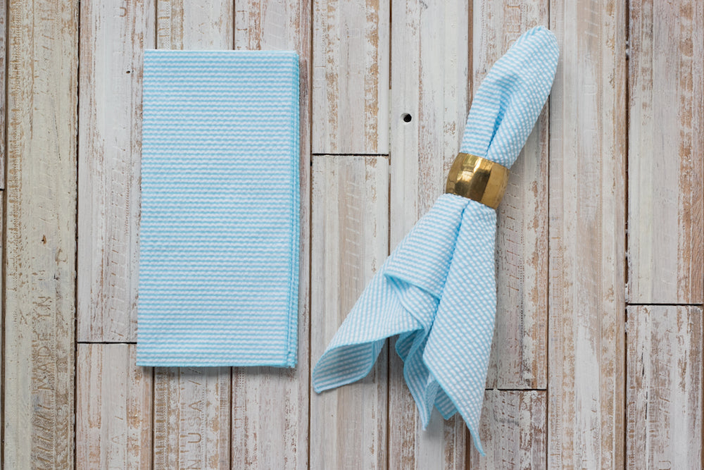 Seersucker Everyday Napkins 18 Inch Set of 4 - Colorful Reusable Cloth Napkins No Ironing Needed