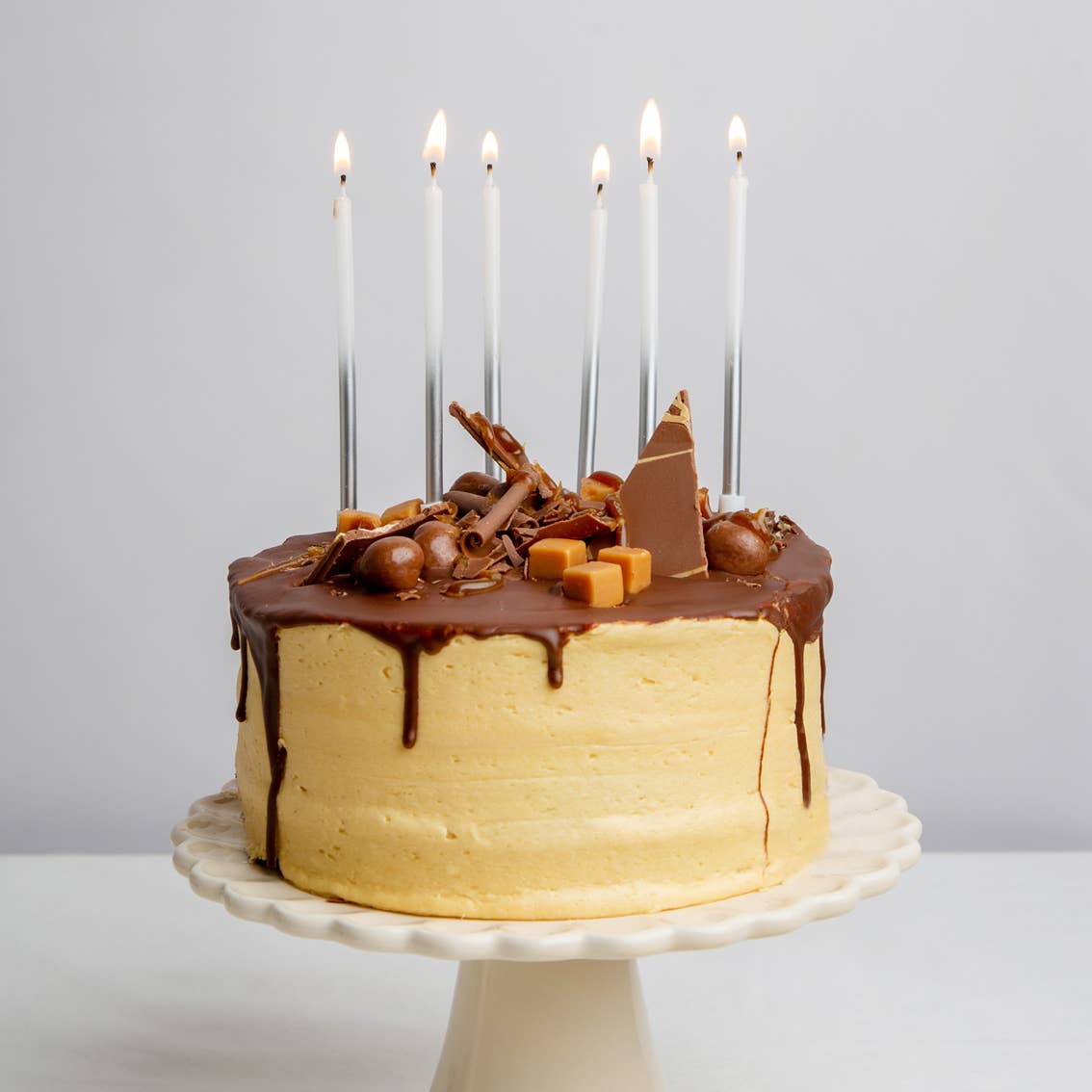 Silver Ombre Birthday Candles - White and Silver Tall Candles | 16 Pack