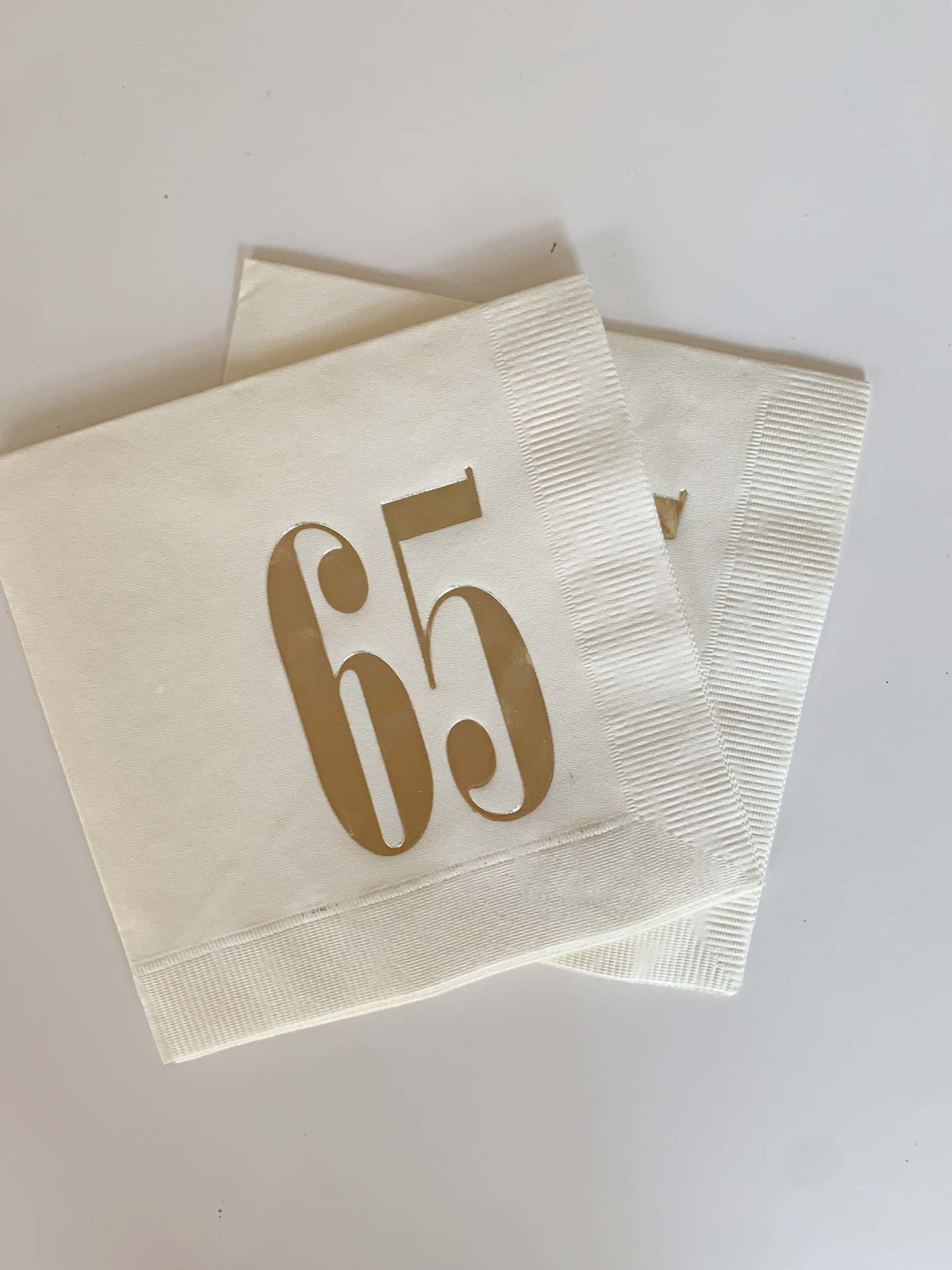 65th Birthday Napkins - Ivory & Gold