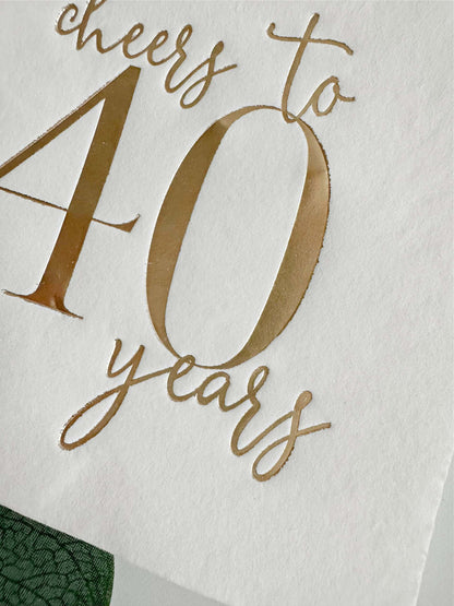 Cheers to 40 Years Cocktail Napkins - Gold on White