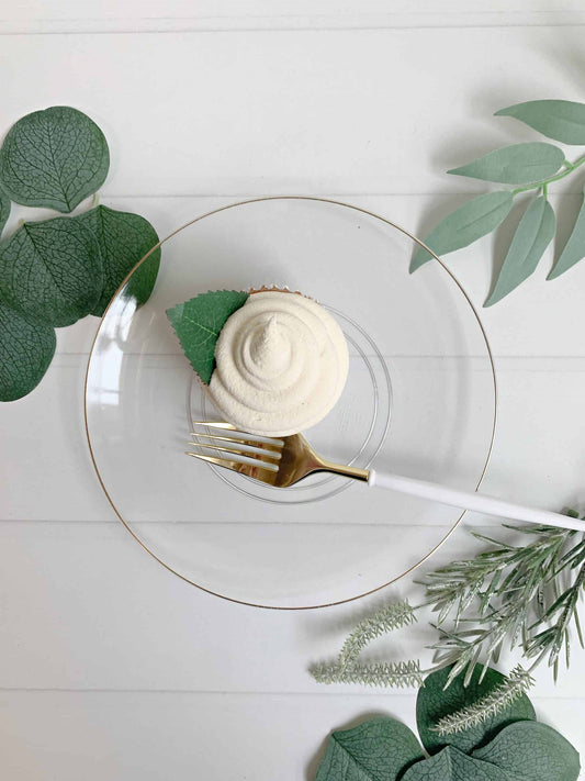 Round Clear with Gold Edge Dessert Plates