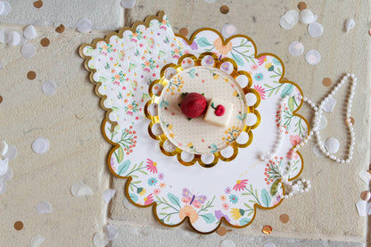 Tea Party Dessert Plates - Pink & Beige
