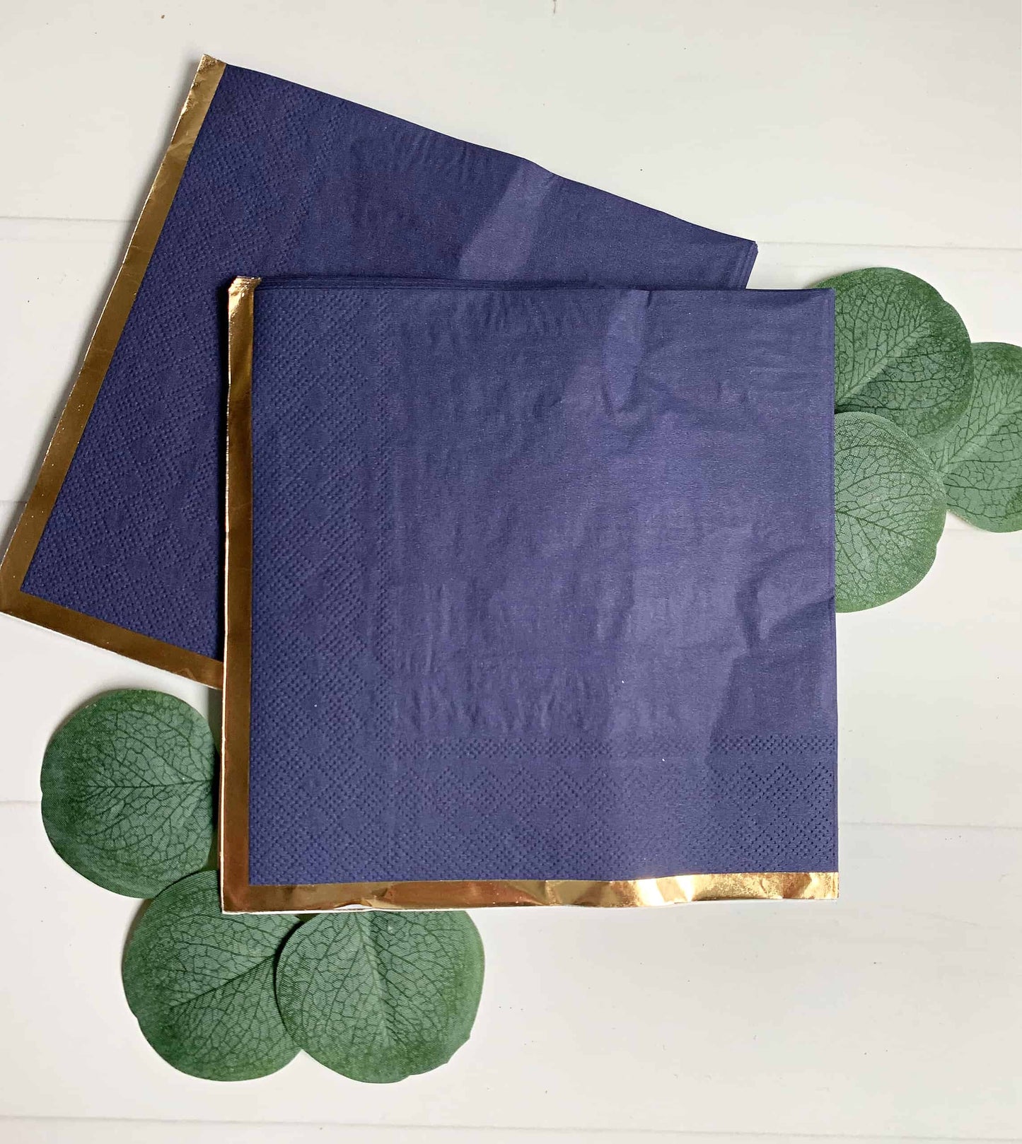 Navy With Gold Foil Edge Party Paper Napkins Cocktail