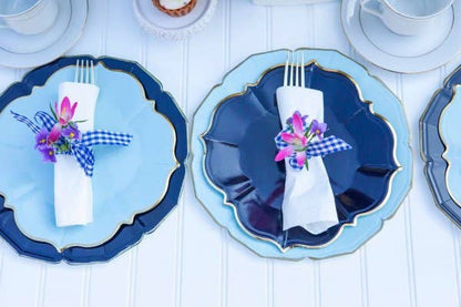 Navy Luncheon Plates with Gold Edge