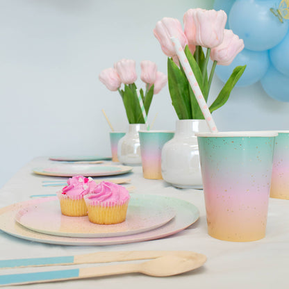 Pastel Rainbow Ombre Paper Cups (Set of 8)