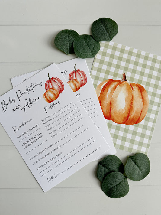 Little Pumpkin Baby Shower Predictions and Advice Cards - Fall Baby Shower Games (10 Pack)