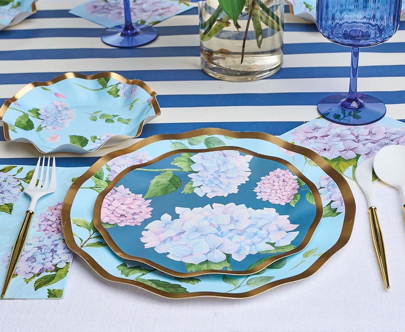 Blue Hydrangea Dessert Plates