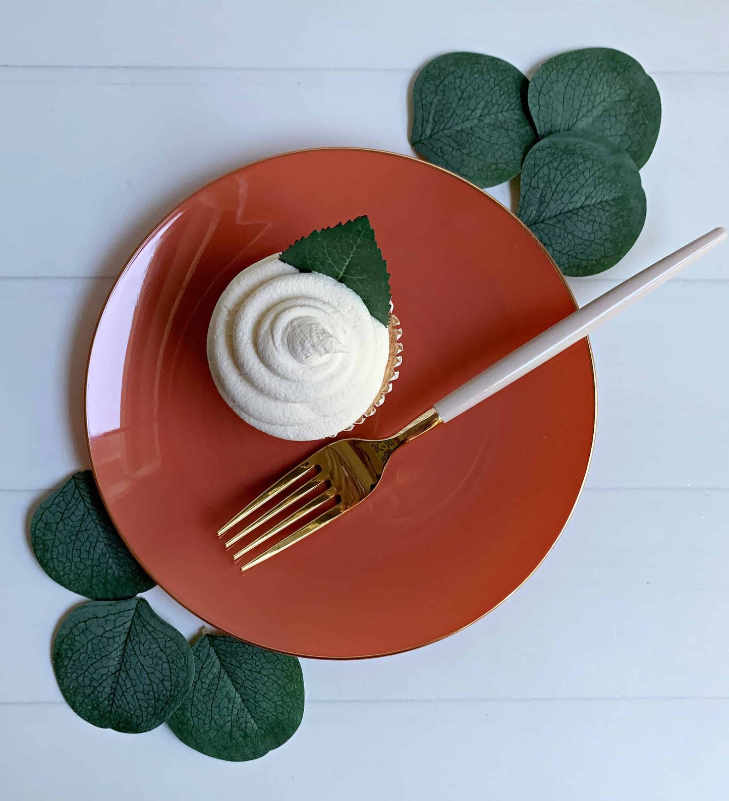 Soft Terracotta with Gold Edge Dessert Plates 7.25"