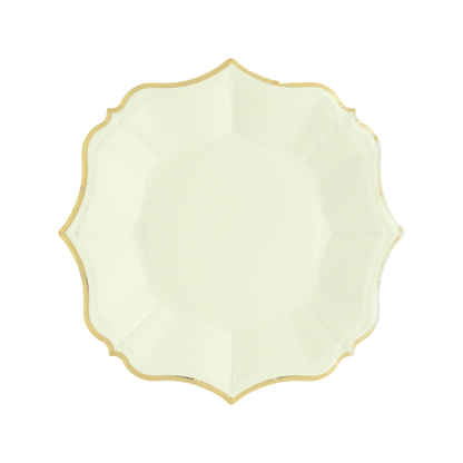 Cream Cake Plates with Gold Edge